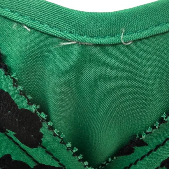 Tonya Taylor Nomi Wrap Ruffle Silk Dress Green Leopard Print Size 8 - Picture 10 of 14